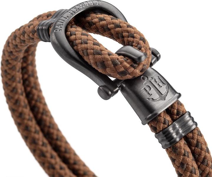 Actual product image Paul Hewitt Phinity Shackle Bracelet Gun Metal Nylon Camel Olive (18 cm, Stainless steel, Nylon)