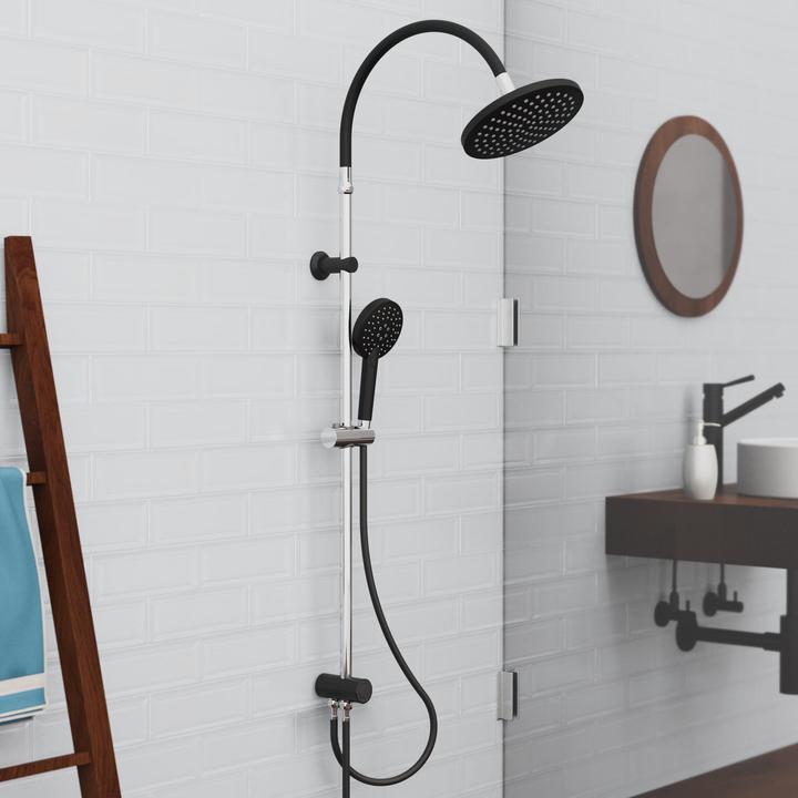 Image du produit Schütte Douche à effet pluie salle de bain MATAO RAIN ensemble de douche de tête chrome noir mat système de