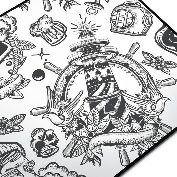 Produktbild Titanwolf Gaming Mauspad, 900 x 400mm XXL Mausmatte, verbessert Präzision & Geschwindigkeit, Sailor Tattoo (XXL)