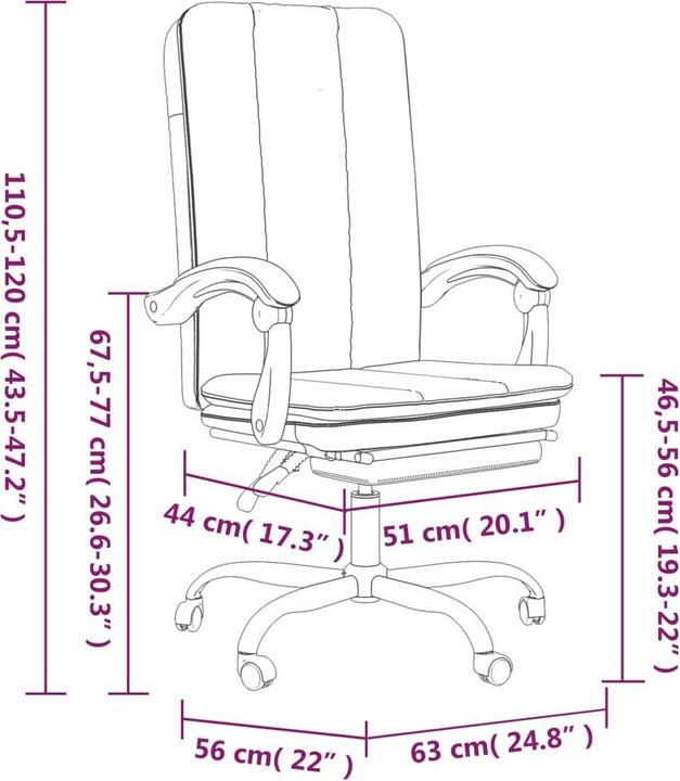 Immagine prodotto vidaXL Bürostuhl mit Liegefunktion (46.50 - 56 cm)