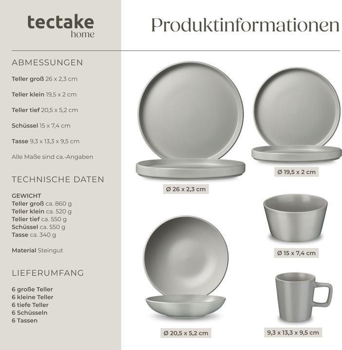 Actual product image tectake Una crockery set (30 pcs.)