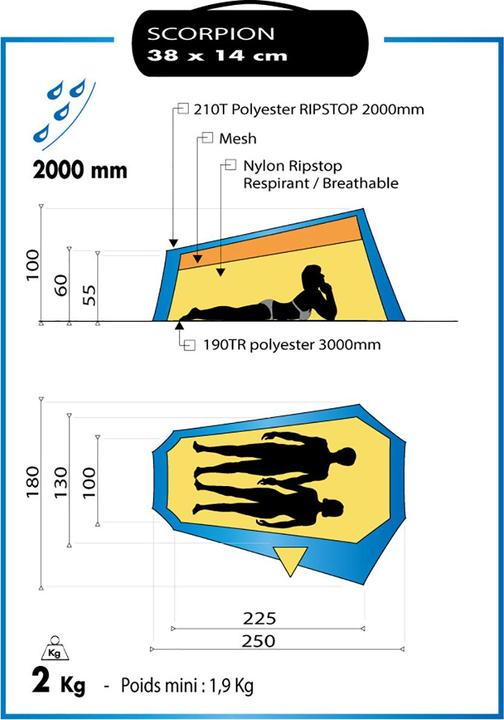 Immagine prodotto Wilsa Tenda "Scorpion II (Tenda a tunnel, 2 kg, 2 persone)