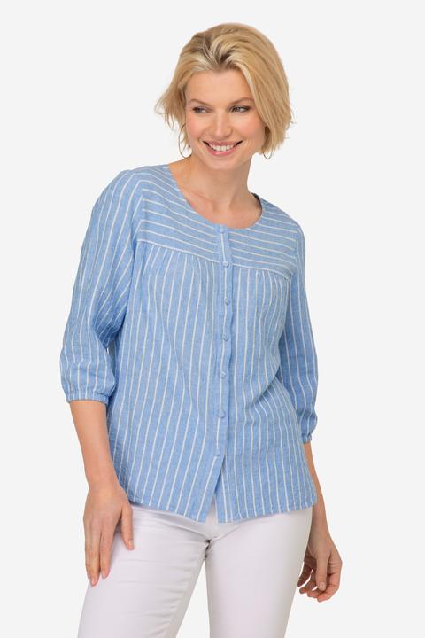 Immagine prodotto Laurasøn Bluse, Leinenmix, Streifen, Rundhals, 3/4-Ärmel (S)