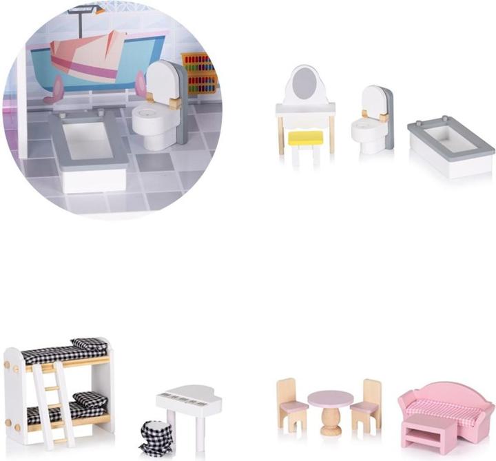 Actual product image Chipolino Holz-Puppenhaus 12-teilig