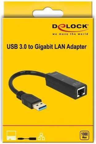 Productafbeelding Delock USB3.0 naar LAN adapter, zwart (USB 3.0, RJ45/LAN (1x))