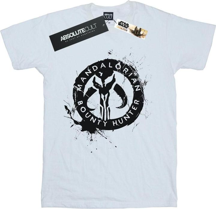Actual product image Star Wars Boys The Mandalorian Bounty Hunter Splatter Skull T-Shirt (140, 146)