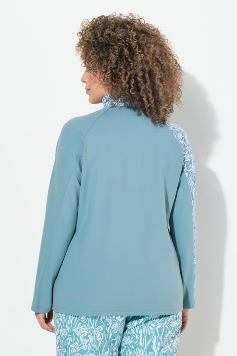 Actual product image Ulla Popken Floral Detail Troyer Collar Thermal Tee (58)