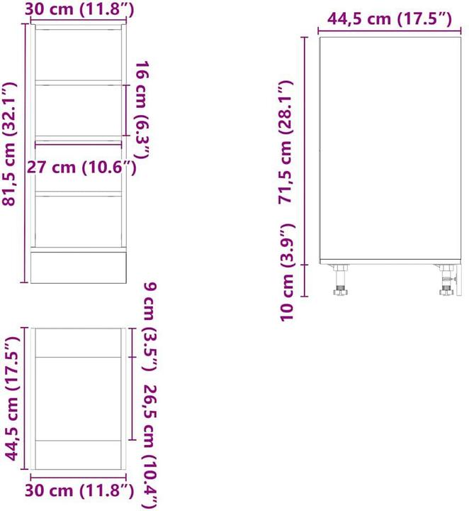 Produktbild vidaXL Unterschrank (30 x 44.50 x 81.50 cm)