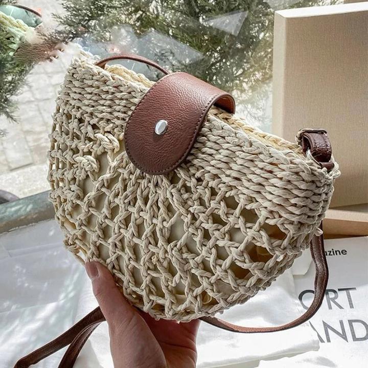 Produktbild Only-Bags.Store Sommer Stroh Ba Mode Halbkreis Taschen Rattan Handmade Messenger Handtasche Travel Beach Bags Tote