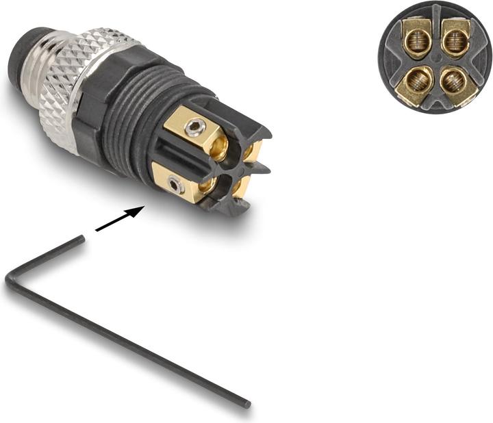 Image du produit Delock Connecteur M8 A-codé 4 broches mâle pour montage avec borne à visser