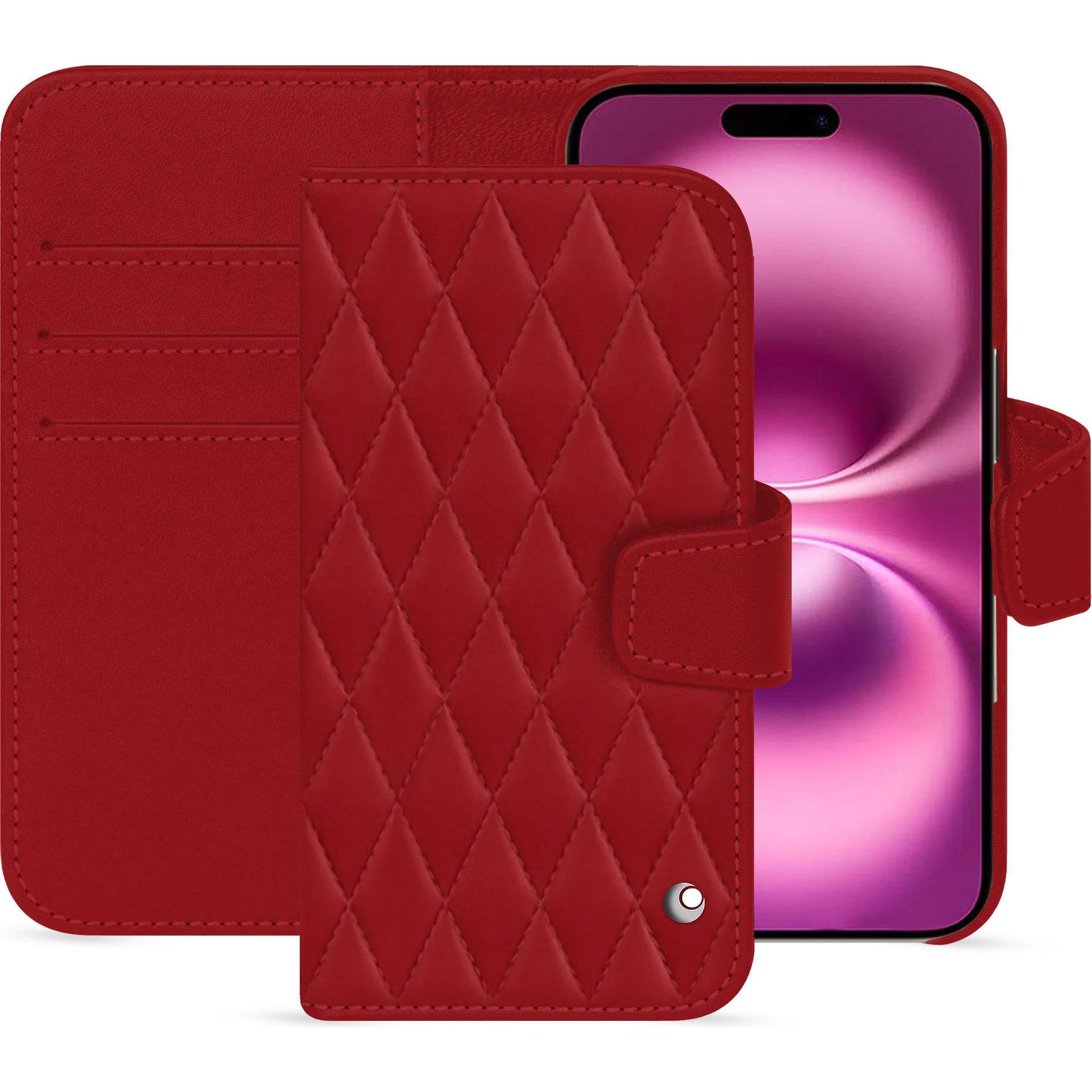 Noreve Lederschutzhülle Apple iPhone 16 Plus (Apple iPhone 16 Plus), Smartphone Hülle, Rot