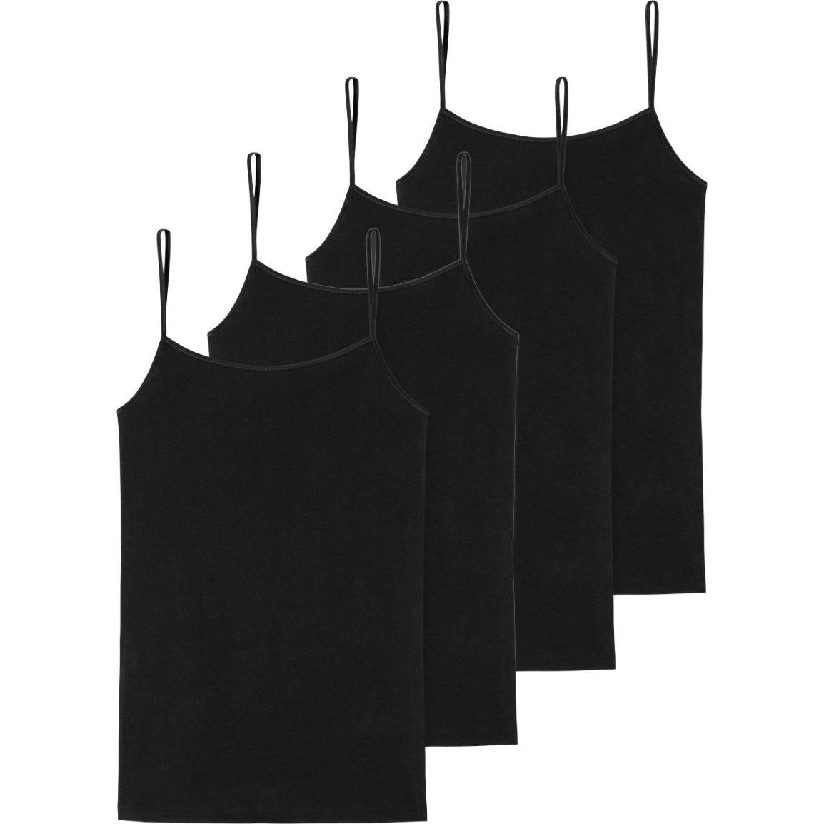 Schiesser, Damen, Shirt, 4er Pack 95/5 Organic Spaghetti-Top, Schwarz, (38)