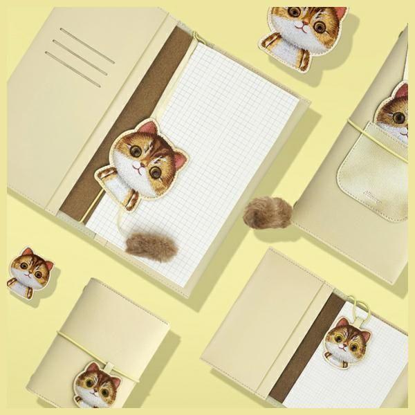 Actual product image Nimmy 2in1 Set notebook + pen khaki Big Eyed Pet 2.0 Cat