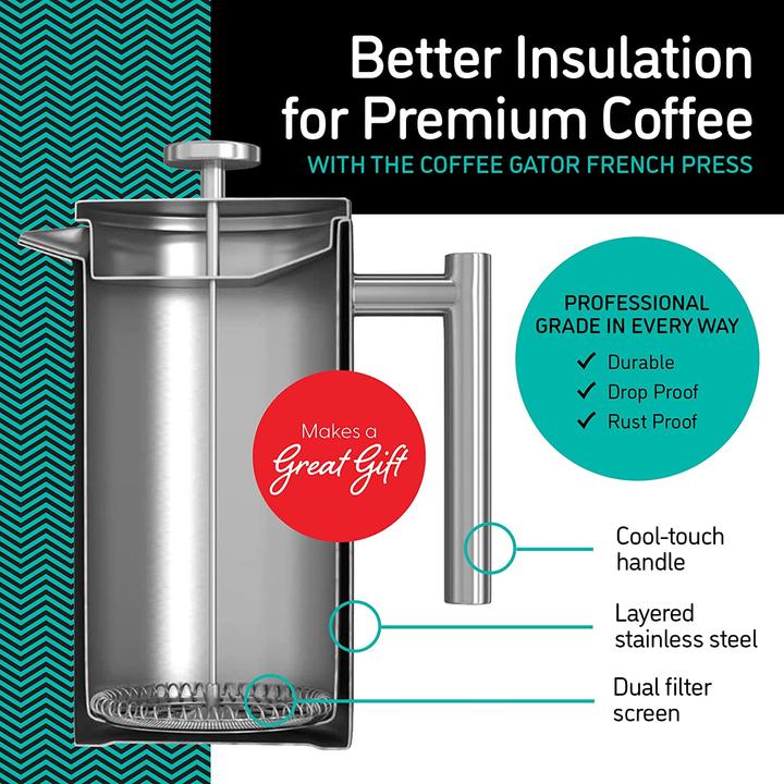 Image du produit Coffee Gator French Press, Grey, 1L (1 l)