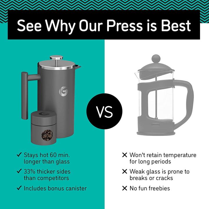 Image du produit Coffee Gator French Press, Grey, 1L (1 l)