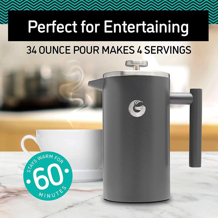 Image du produit Coffee Gator French Press, Grey, 1L (1 l)