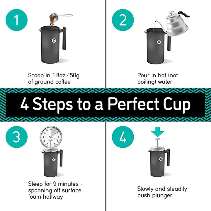 Image du produit Coffee Gator French Press, Grey, 1L (1 l)