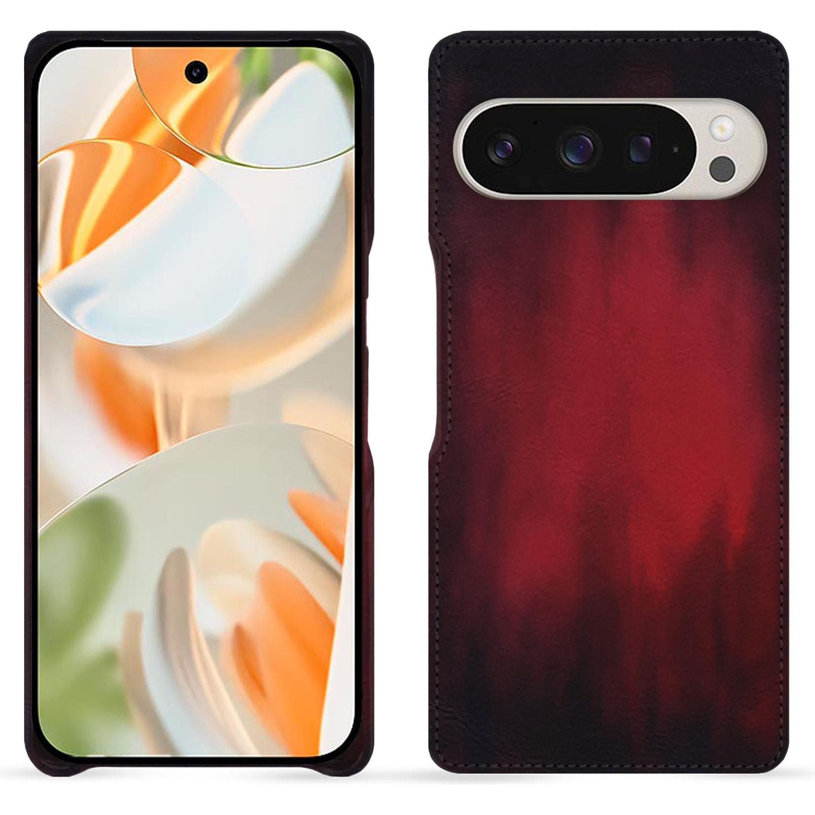 Noreve Lederschutzhülle (Google Pixel 9 Pro), Smartphone Hülle, Rot