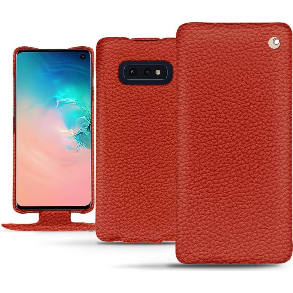 Noreve Lederschutzhülle vertikal (Samsung Galaxy S10e), Smartphone Hülle, Orange