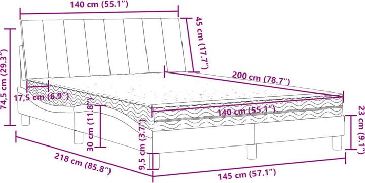 Produktbild vidaXL Bett (140 x 200 cm)