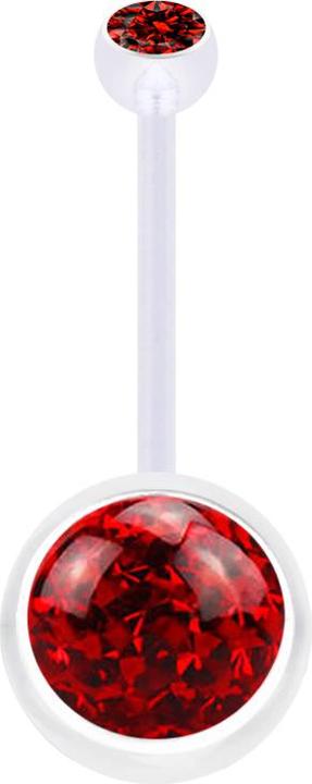 Actual product image Star Piercing Banana transparent with ball crystal red and ball crystal red epoxy protective layer (Plastic, without brass)