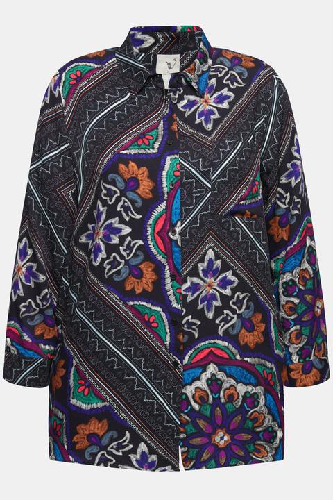 Actual product image Ulla Popken Mixed Print Button-Down Blouse (60)