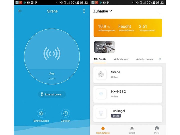 Produktbild VisorTech 2er-Set Alarm-Sirene mit WLAN & App, komp. zu Alexa & Google Assistant