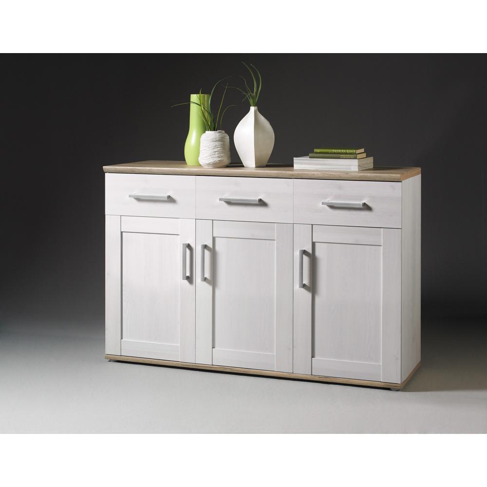 HBZ-Meble, Kommode + Sideboard, HBZ Meble Romance Sideboard Holzwerkstoff Sibiu Lärche/San Remo hell 140x88cm (140 x 88 ...