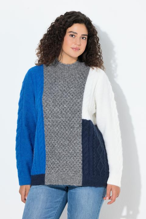 Produktbild Ulla Popken Pullover, Colorblocking, Stehkragen, Langarm (54)
