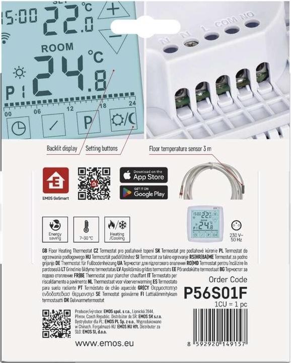 Produktbild Emos GoSmart Fussbodenheizung-Thermostat P56S01F mit WiFi, programmierbar, verkabelt
