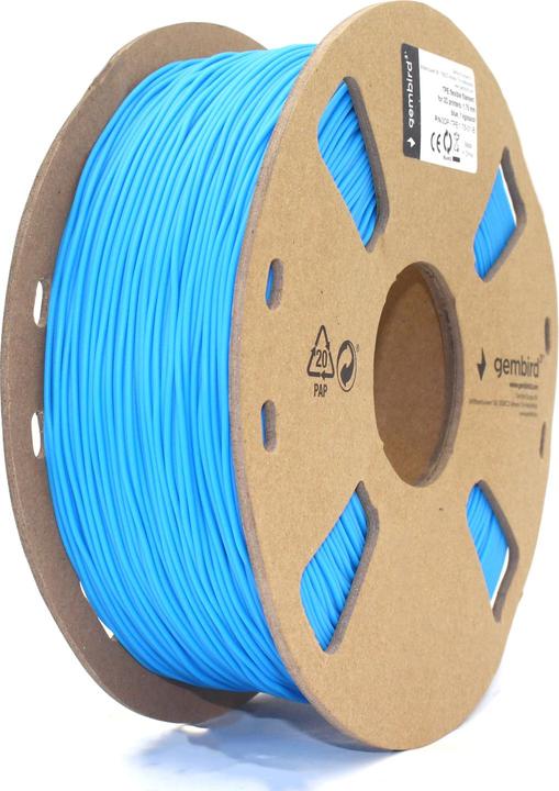 Actual product image Gembird 3DP-TPE1.75-01-B Filament TPE FLEXIBLE Mėlyna | 1,75mm | 1kg (TPE, 1.75 mm, 1450 g)