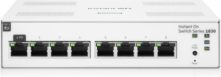 HPE InstantOn (IOn) Switch 1830-8G, 8 Ports, 8x 1G RJ45 Ports, Stromversorgung über inkludiertes externe (8 Ports)