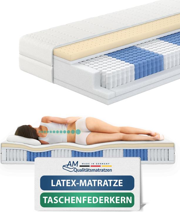 Actual product image AM Qualitätsmatratzen 1000 spring latex pocket spring mattress (200 x 200 cm, Spring core)