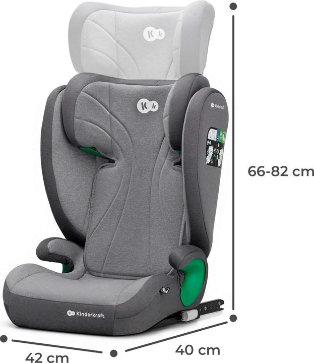 Productafbeelding KinderKraft Junior Fix 2 I-Maat Raket Grijs (Kinderzitje, ECE R129/i-Size standaard)