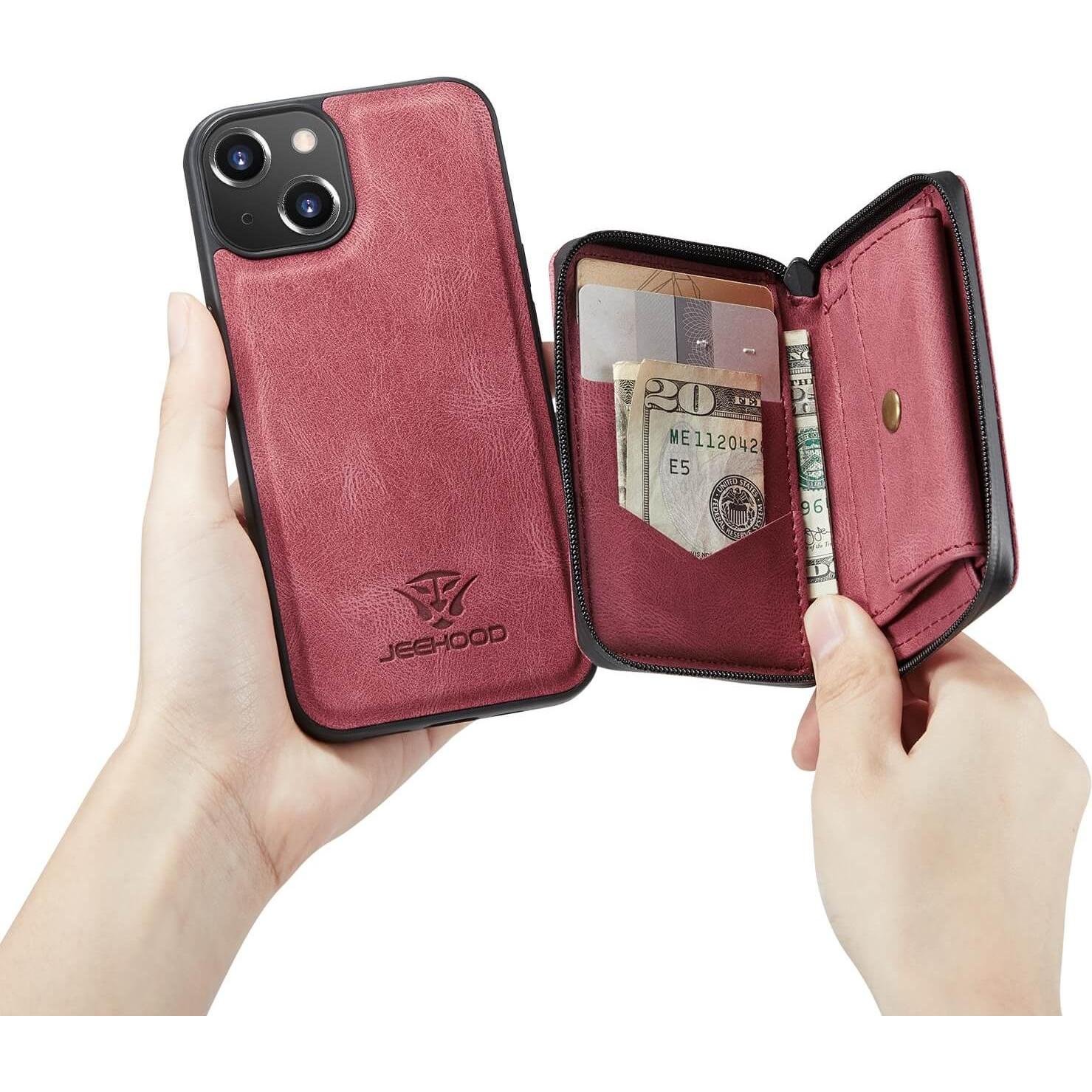 Thumbnail - Cover-Discount iPhone 14 - Hülle mit Kreditkarten Etui rot (Apple iPhone 14), Smartphone Hülle, Rot