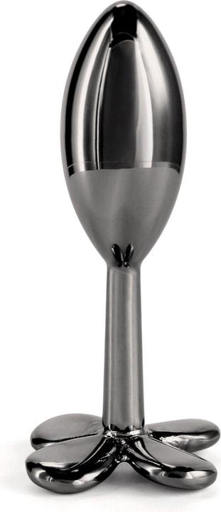 Actual product image NS Novelties Rear Assets Clover Gunmetal Anal Plug Black 9.2 cm