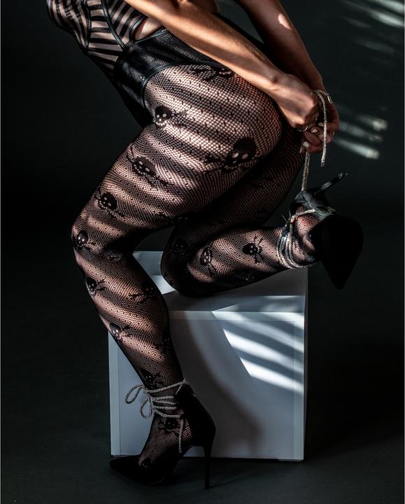 Kix'ies Fishnet Tights - Skulls - A