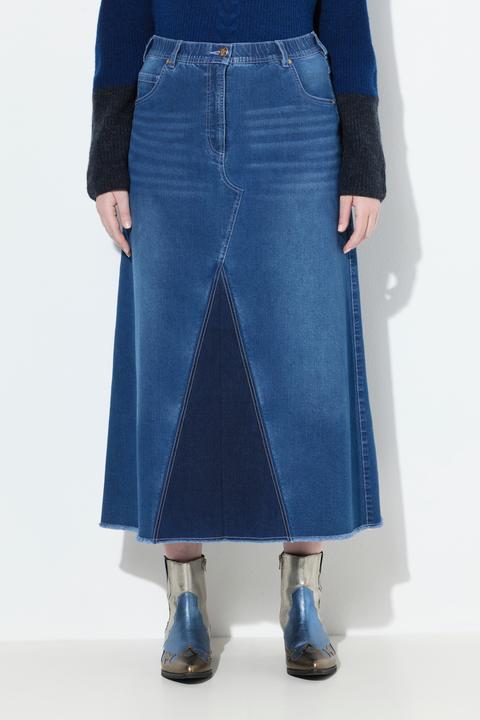 Produktbild Ulla Popken Jeansrock, Fransensaum, A-Linie, Stretchdenim (44)