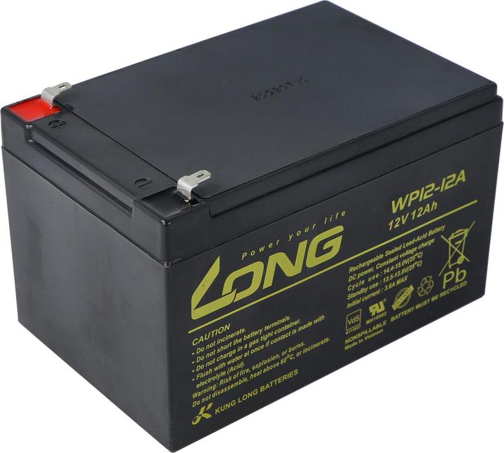 Actual product image Kung Long Akku WP12-12A F1 VdS, mit 4,8mm Faston Anschluss (12 V, 12 Ah)