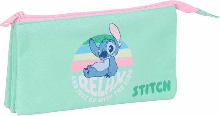 Stitch Dreifaches Mehrzweck-Etui Grün 22 X 12 X 3 Cm