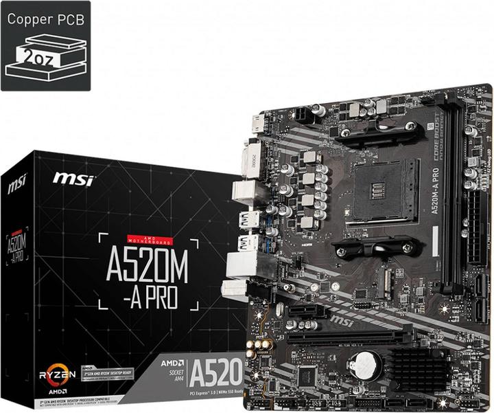 Productafbeelding MSI A520M-A Pro (AM4, AMD A520, mATX)