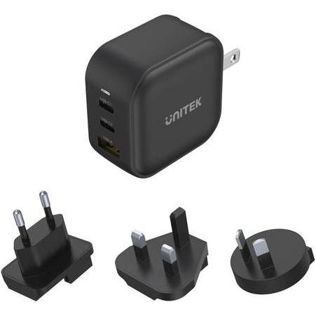 Unitek ŁADOWARKA 3XUSB, GAN, PD 66W, QC 3.0,CZARNA, Caricatore USB