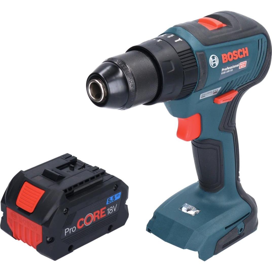 Thumbnail - Bosch Professional, Bohrmaschine + Akkuschrauber, Bosch GSB 18V-55 Professional Akku Schlagbohrschrauber 18 V 55 Nm Brus...