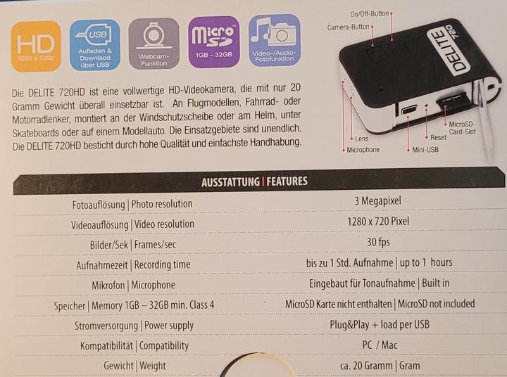 Immagine prodotto Kumuju Micro Dash Camera (Microfono incorporato, Visione notturna)