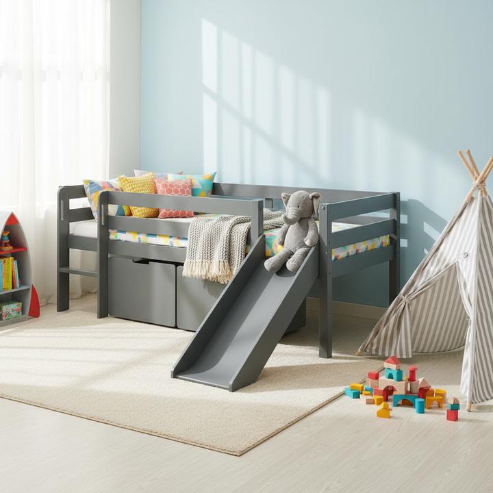 Image du produit Vipack Lit Pino avec toboggan et 2 tiroirs (90x200)