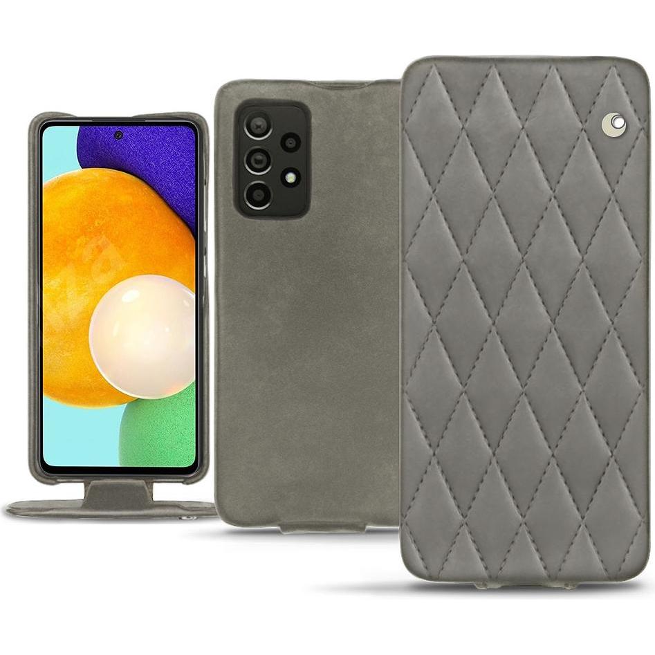 Noreve Lederschutzhülle vertikal (Samsung Galaxy A52), Smartphone Hülle, Grau