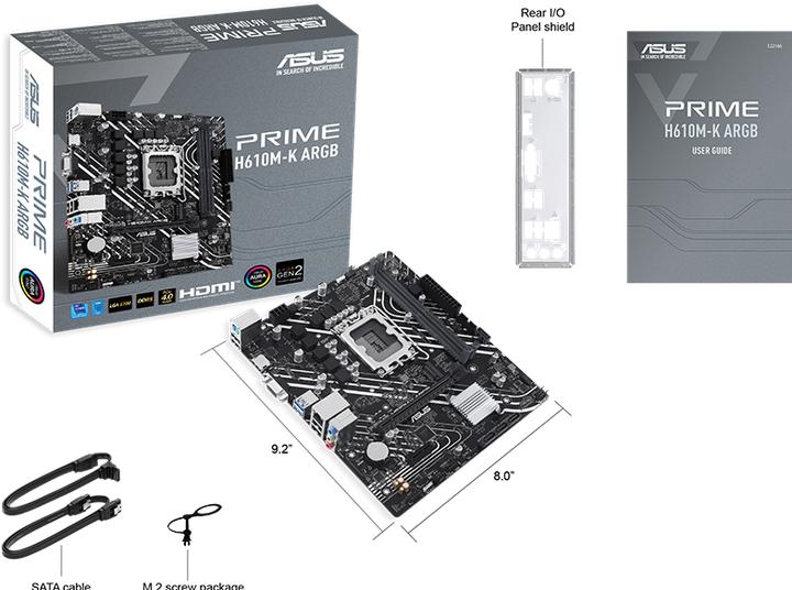 Productafbeelding ASUS MB PRIME -K ARGB Intel,1700,DDR5,mATX (LGA 1700, Intel H610, mATX)