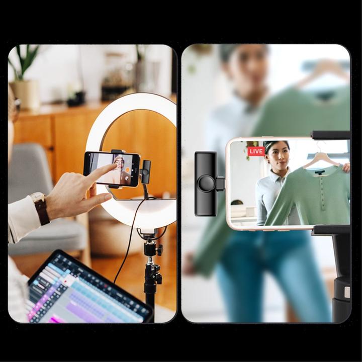 Produktbild Deltalabs 360° Lavalier-Mikrofon mit Lightning – Kabelloses Set für Handy/Tablet (3-tlg.)