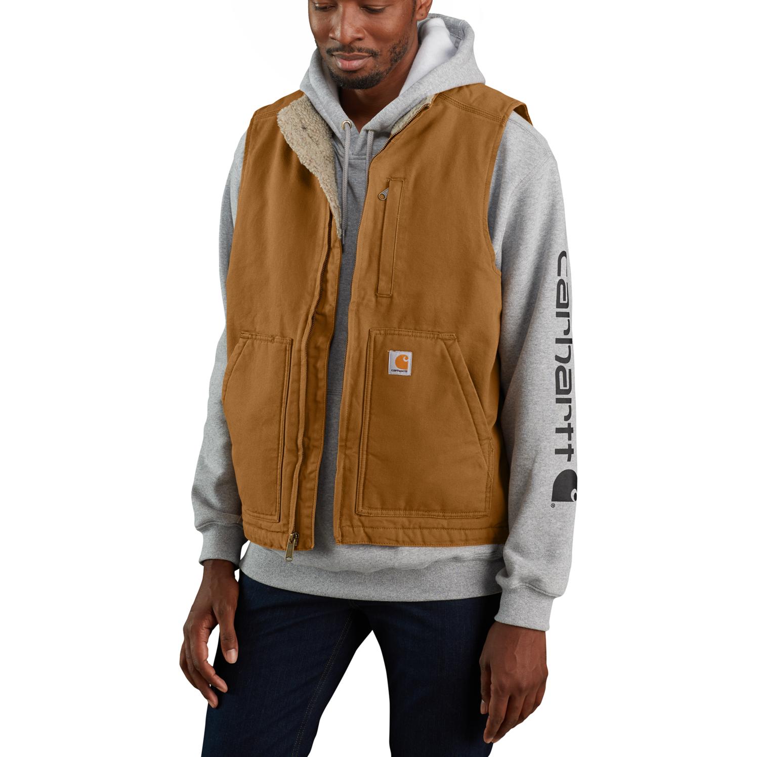 Carhartt, Herren, Weste, Washed Duck Lin.Mock Neck Vest  Brown Gr.S, Braun, (S)