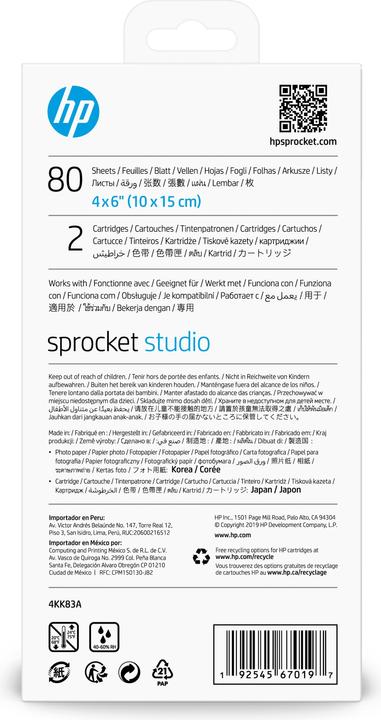 Produktbild HP Sprocket Studio Fotopapier (240 g/m², 10 x 15 cm, 80 x)